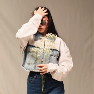 Hybrid Denim Sweatshirt White